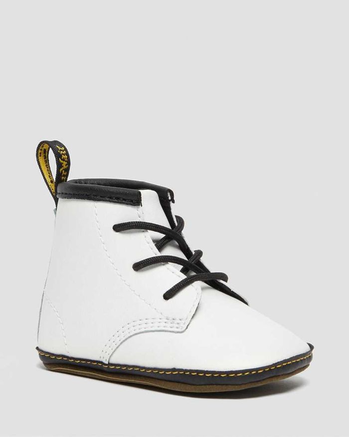 Dr Martens Kids Newborn 1460 Auburn Leather Boots White - 90271FXLC